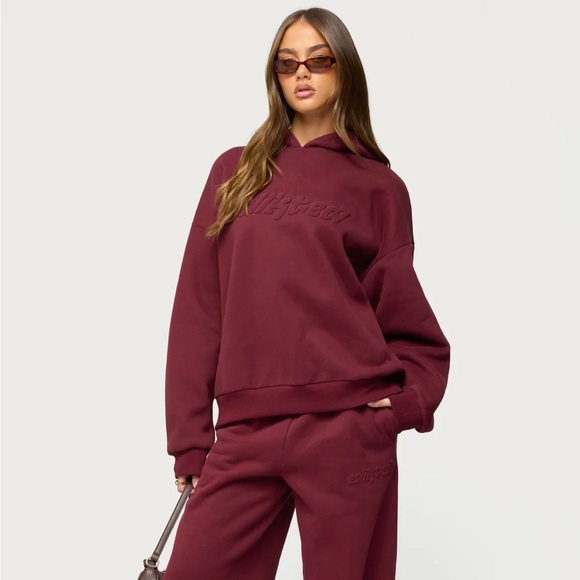 Edikted Tops - Edikted Maroon Matching Set - Hoodie and Sweatpants